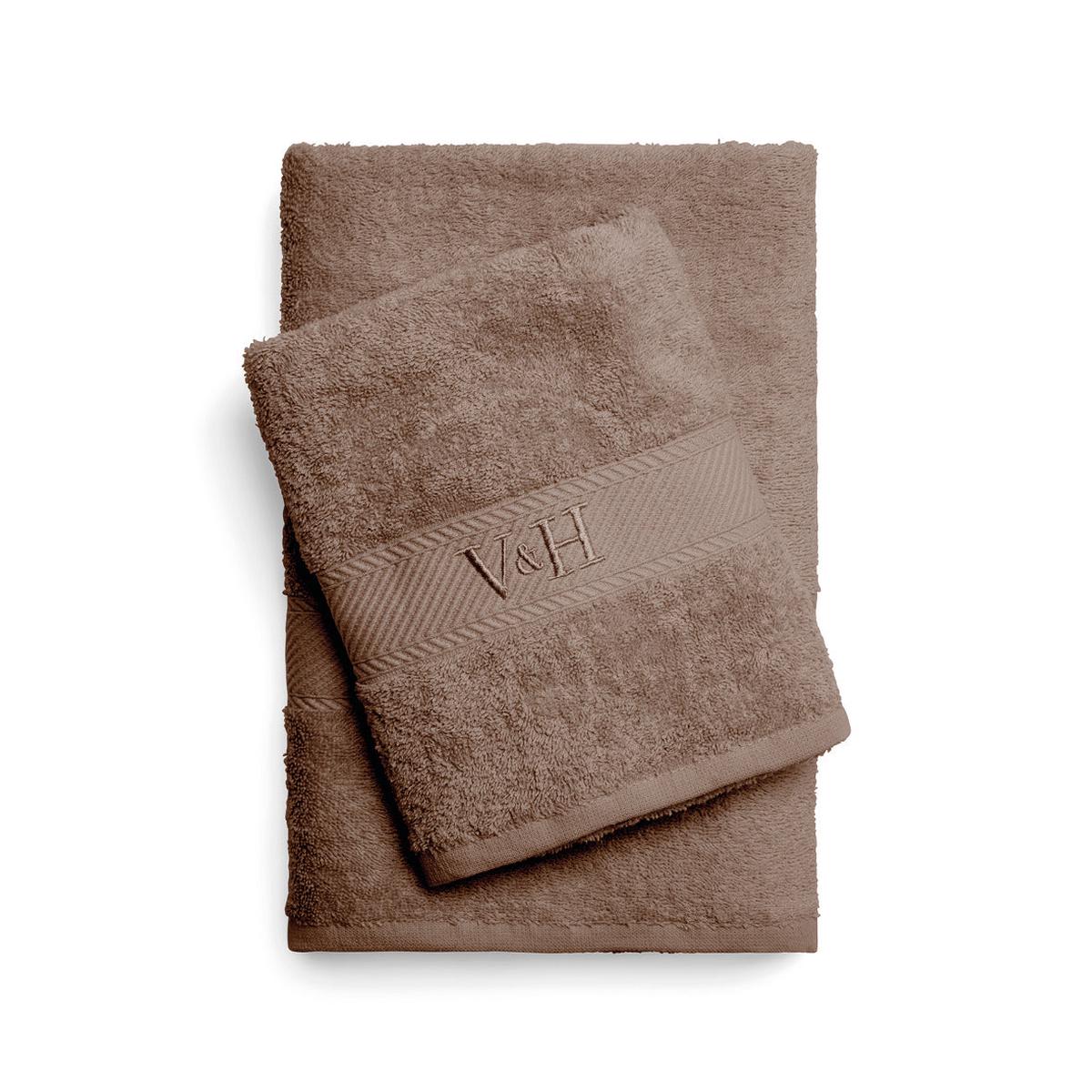 Hand towel + bath towel combed cotton – Nuage – 50 x 100 cm + 70 x 140 cm – Brown