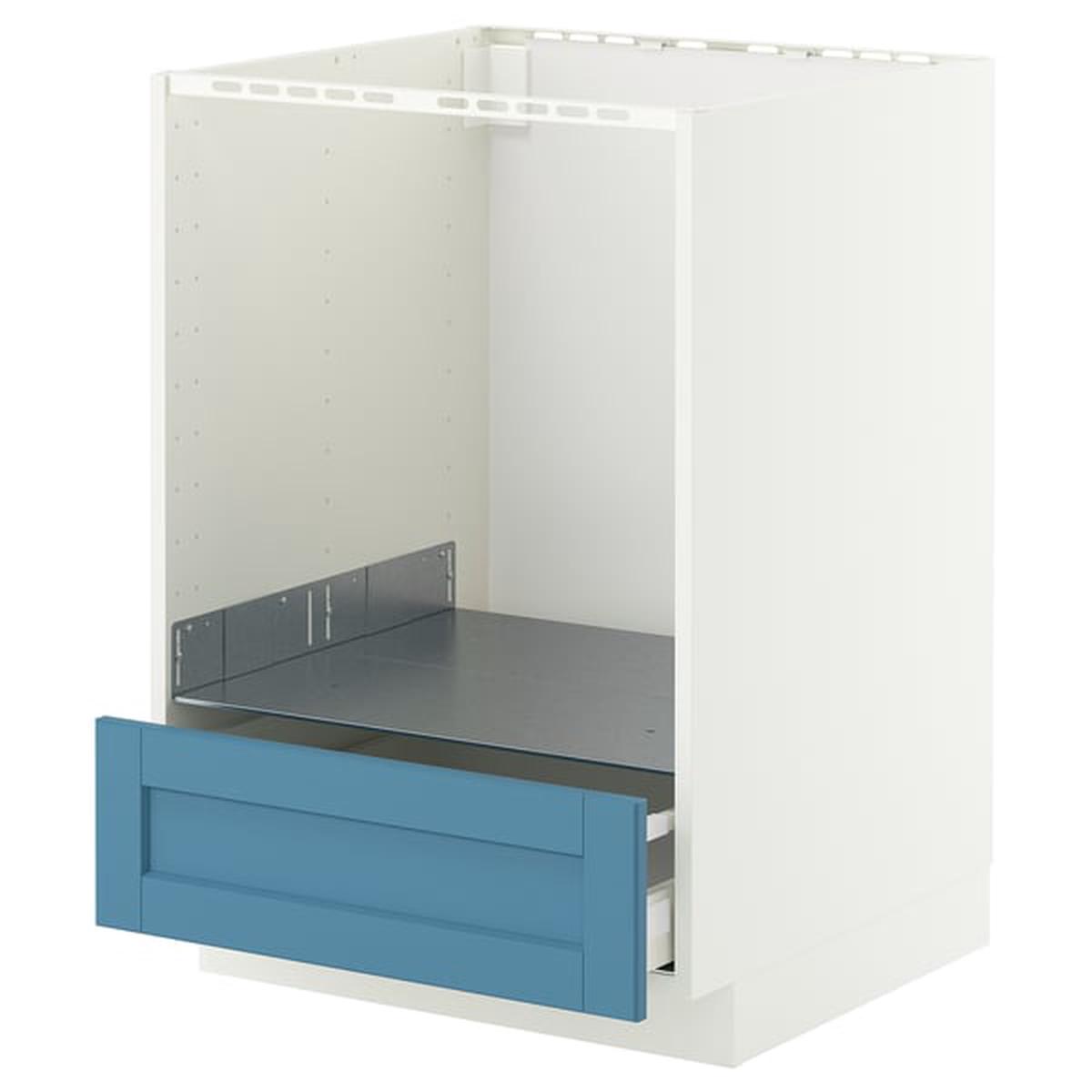 METOD / MAXIMERA base cabinet for oven with drawer, white/Lerhyttan blue, 60×60 cm