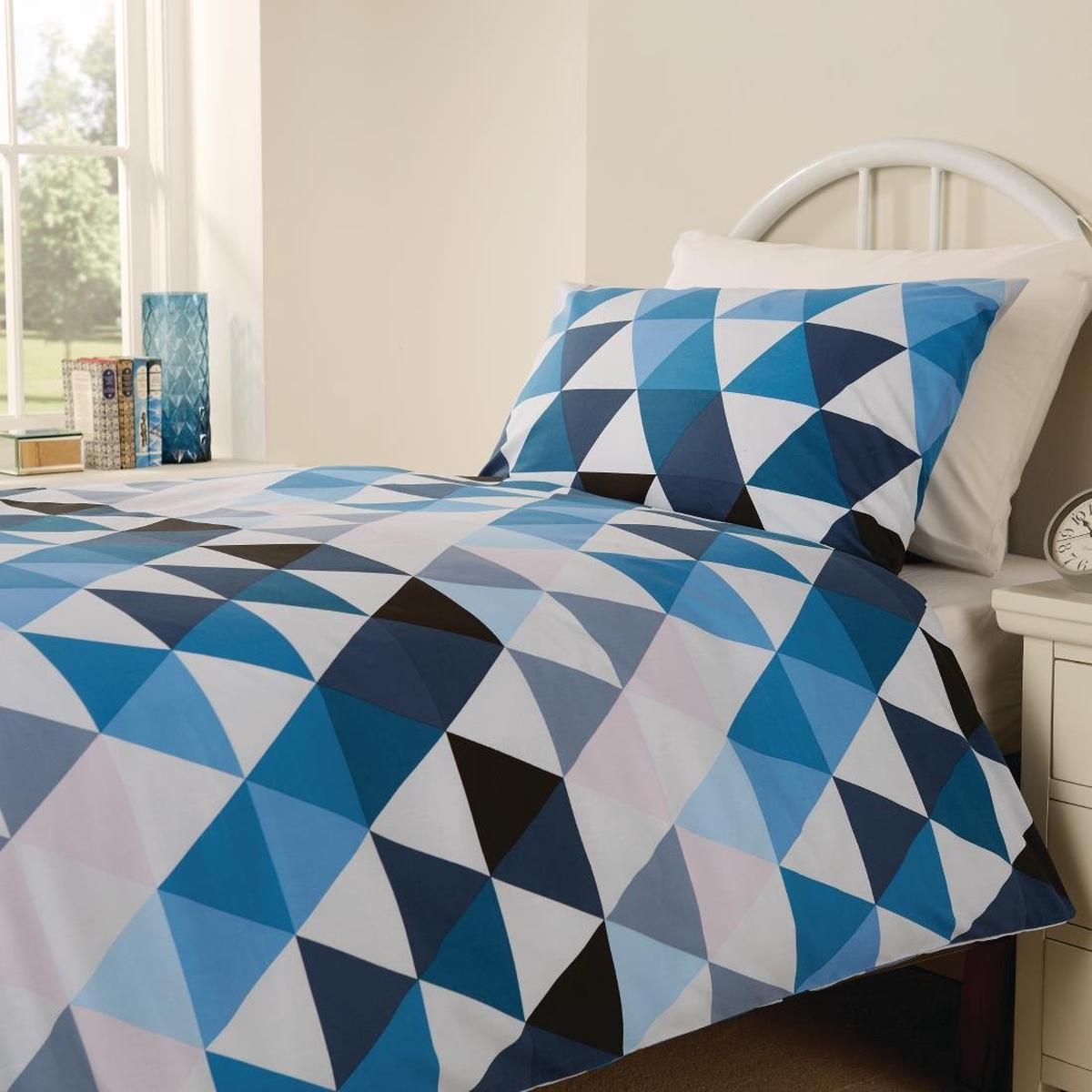 Mitre Essentials Geo Bedding Set Blue Double – HD160