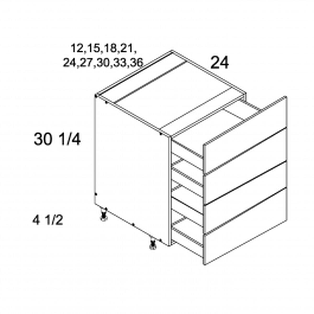 Palermo Gloss White 24″ W Four Drawer Base Pre-Assembled