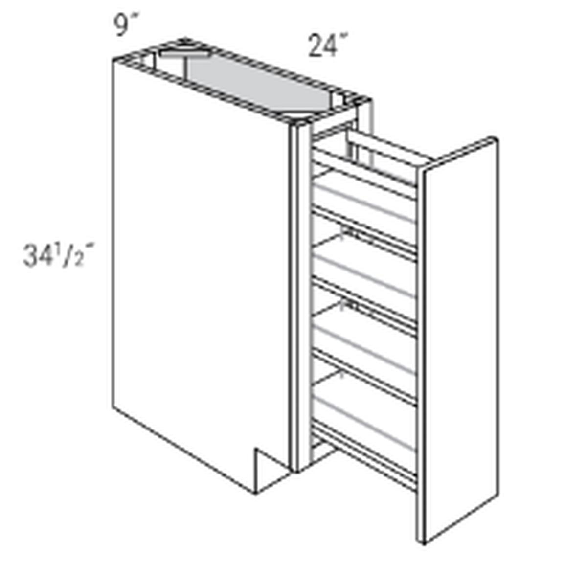 Rigby White 9″ Full Height Door Base Cabinet with Pullout