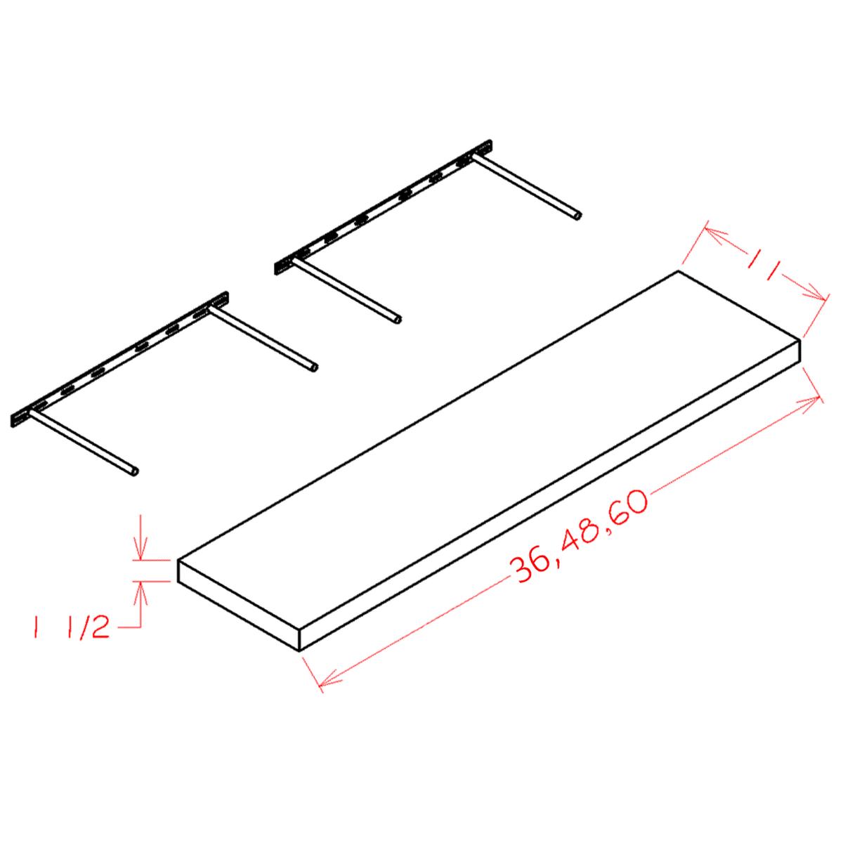 Shaker Cinder 60″ Floating Shelf Pre-Assembled