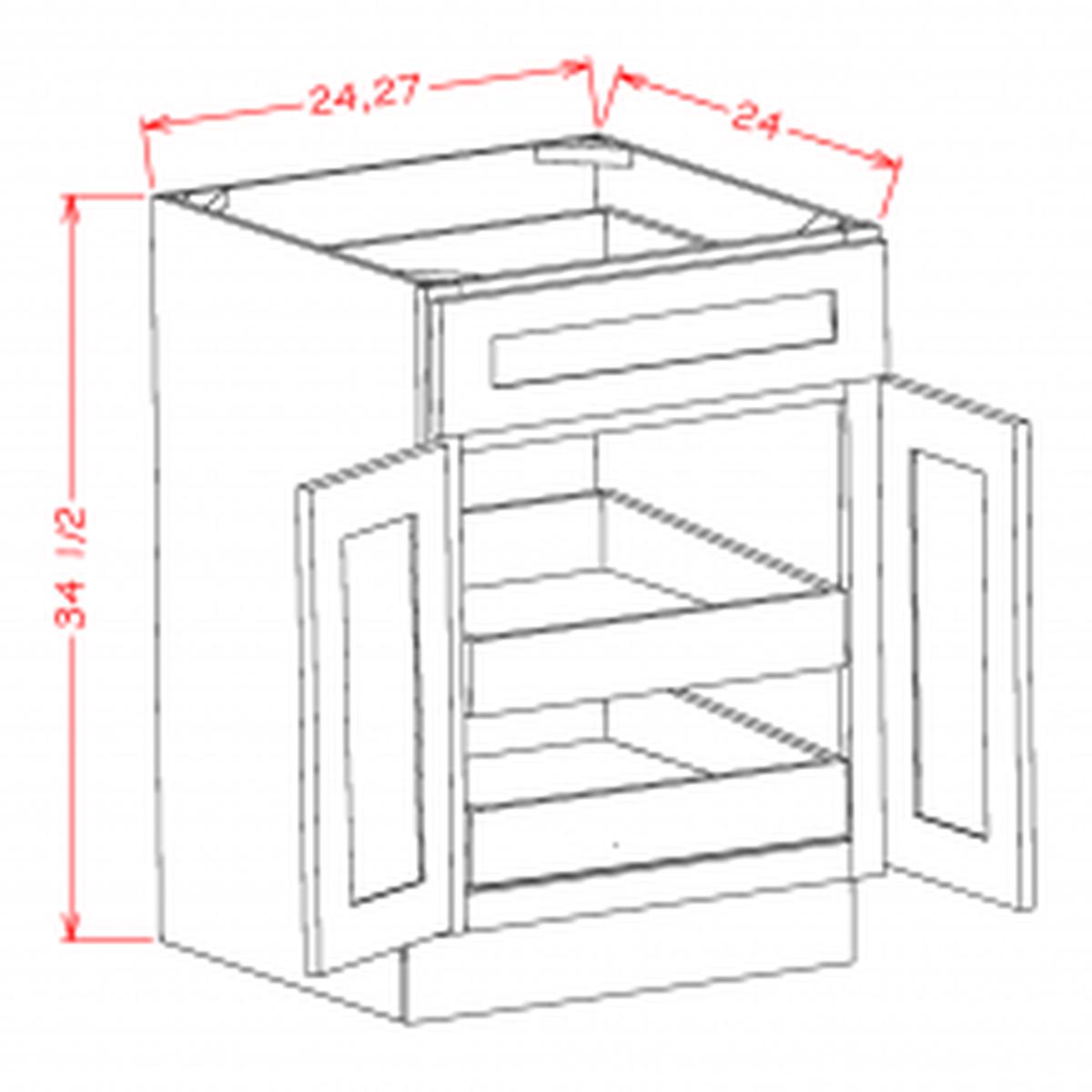Shaker Honeycomb 24″ Base Cabinet w/ 2 Rollout Shelves