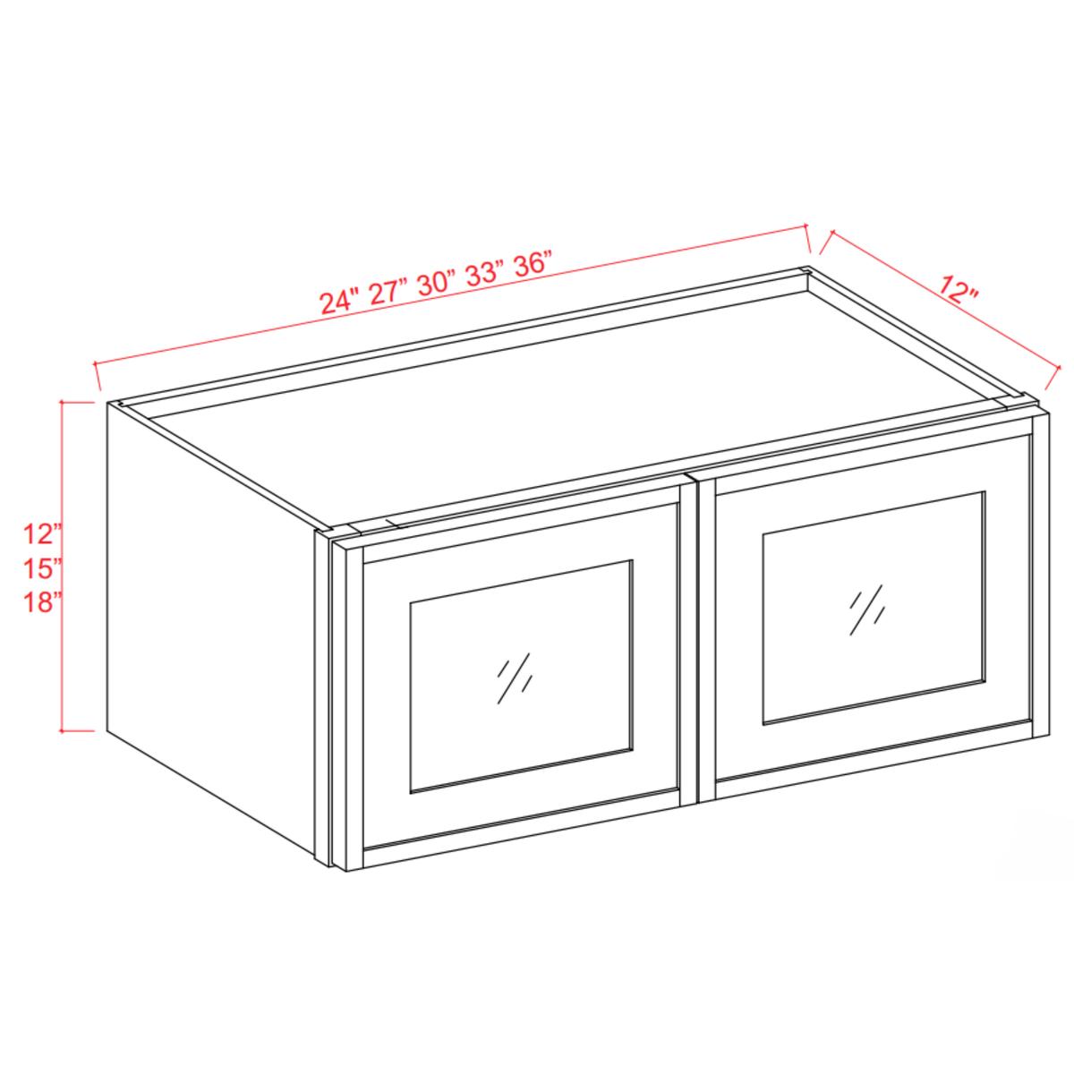 Slim Shaker Aberdeen Green Wall Glass Door Cabinet – 27″W x 12″H x 12″D – 2D