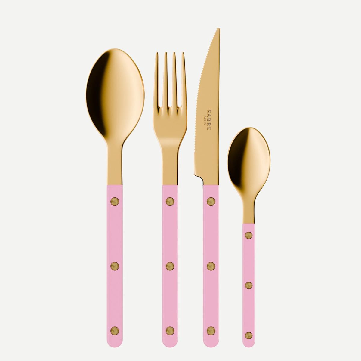 Bistrot Gold color Solid, Pink – 48 pieces cutlery set