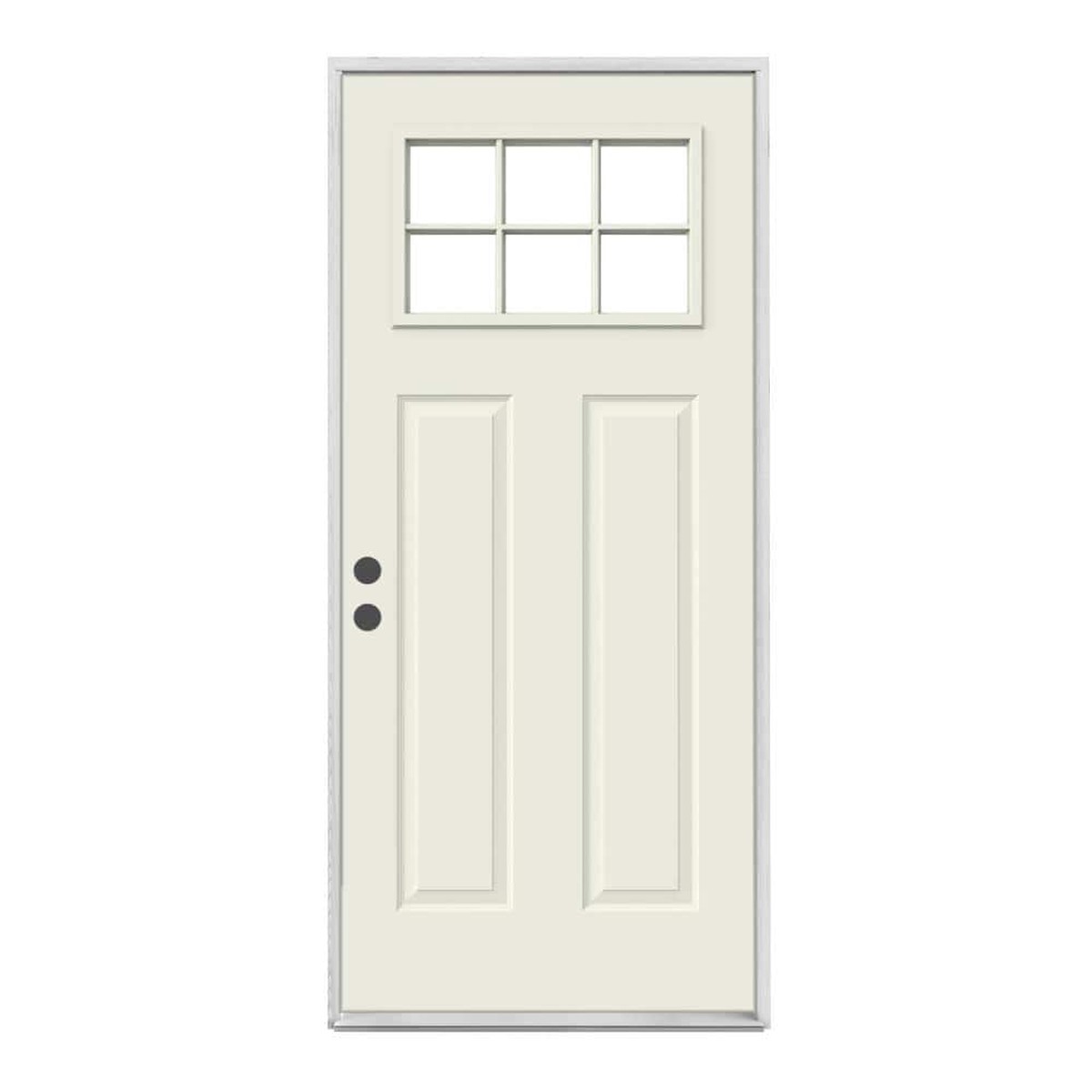 JELD-WEN 30 in. x 80 in. 6-Lite Craftsman Primed Steel Prehung Right-Hand Inswing Front Door