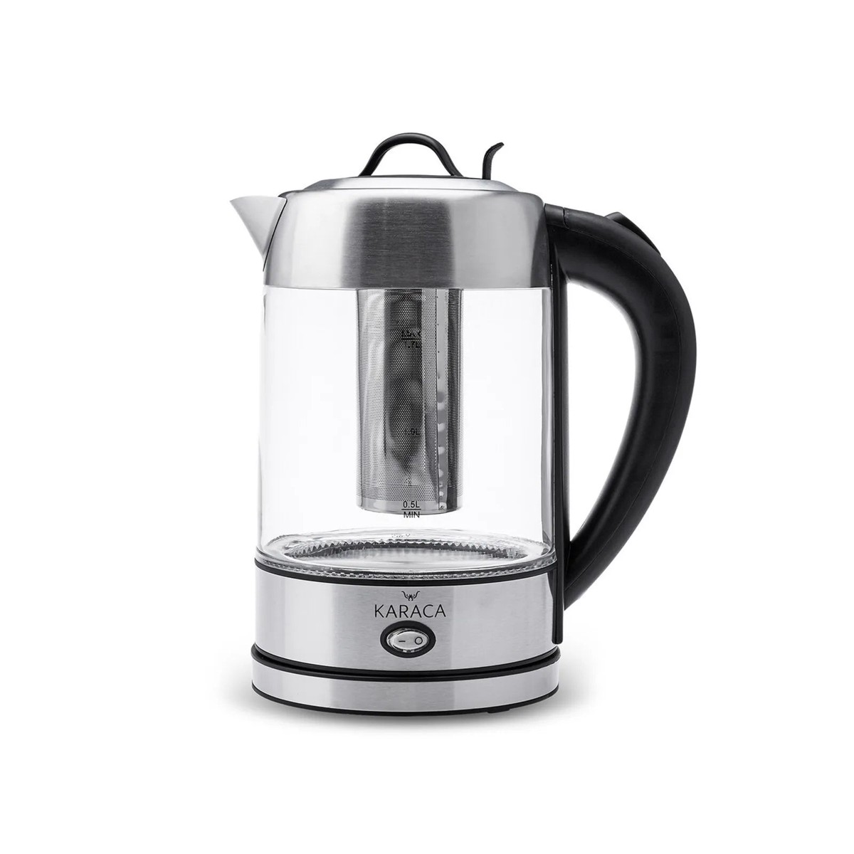 Karaca Glass Herbal Tea Maker and Elecrtric Kettle, 1.7L, Inox