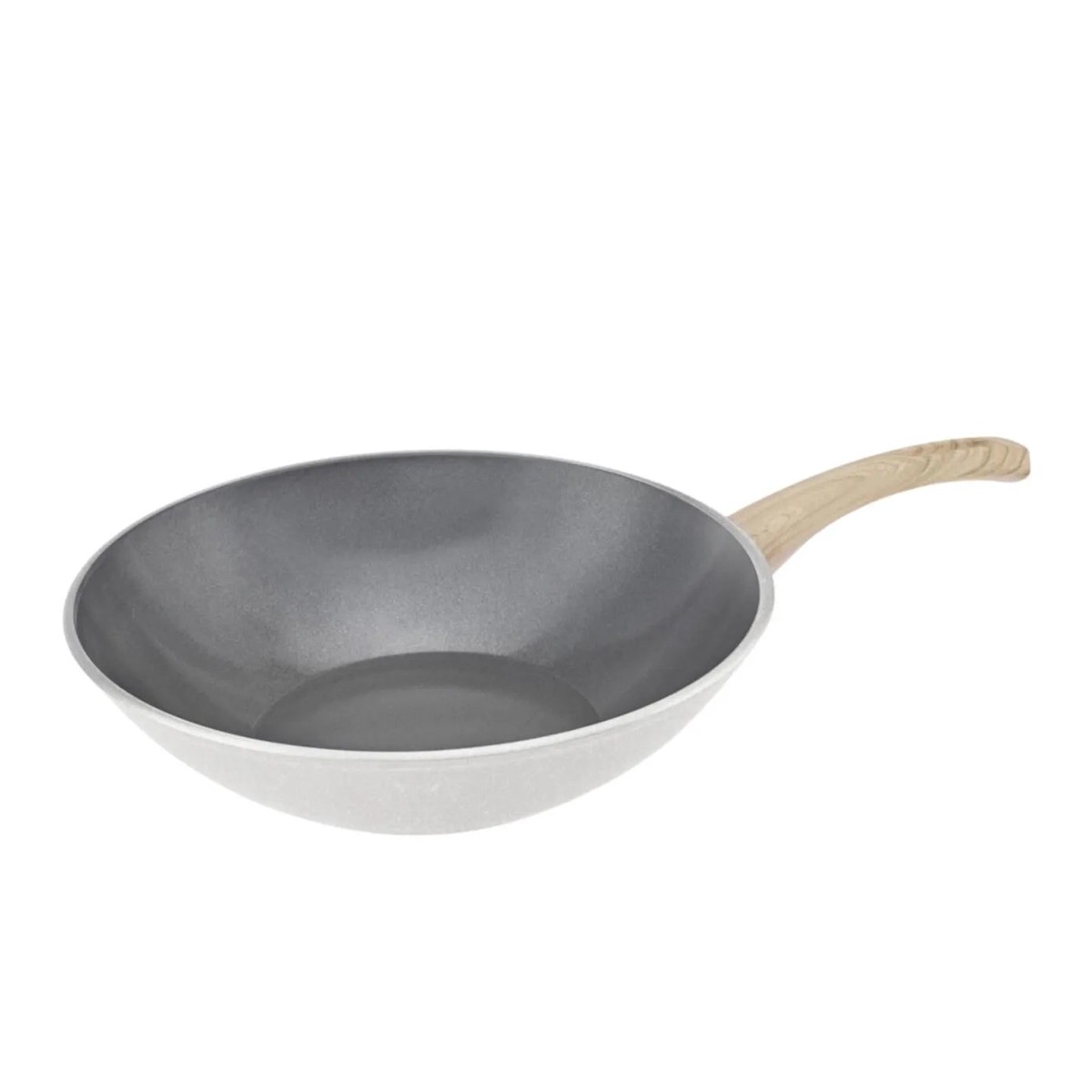 Karaca Swiss Crystal Non-Stick Induction Wok Pan, 28cm, Creamy