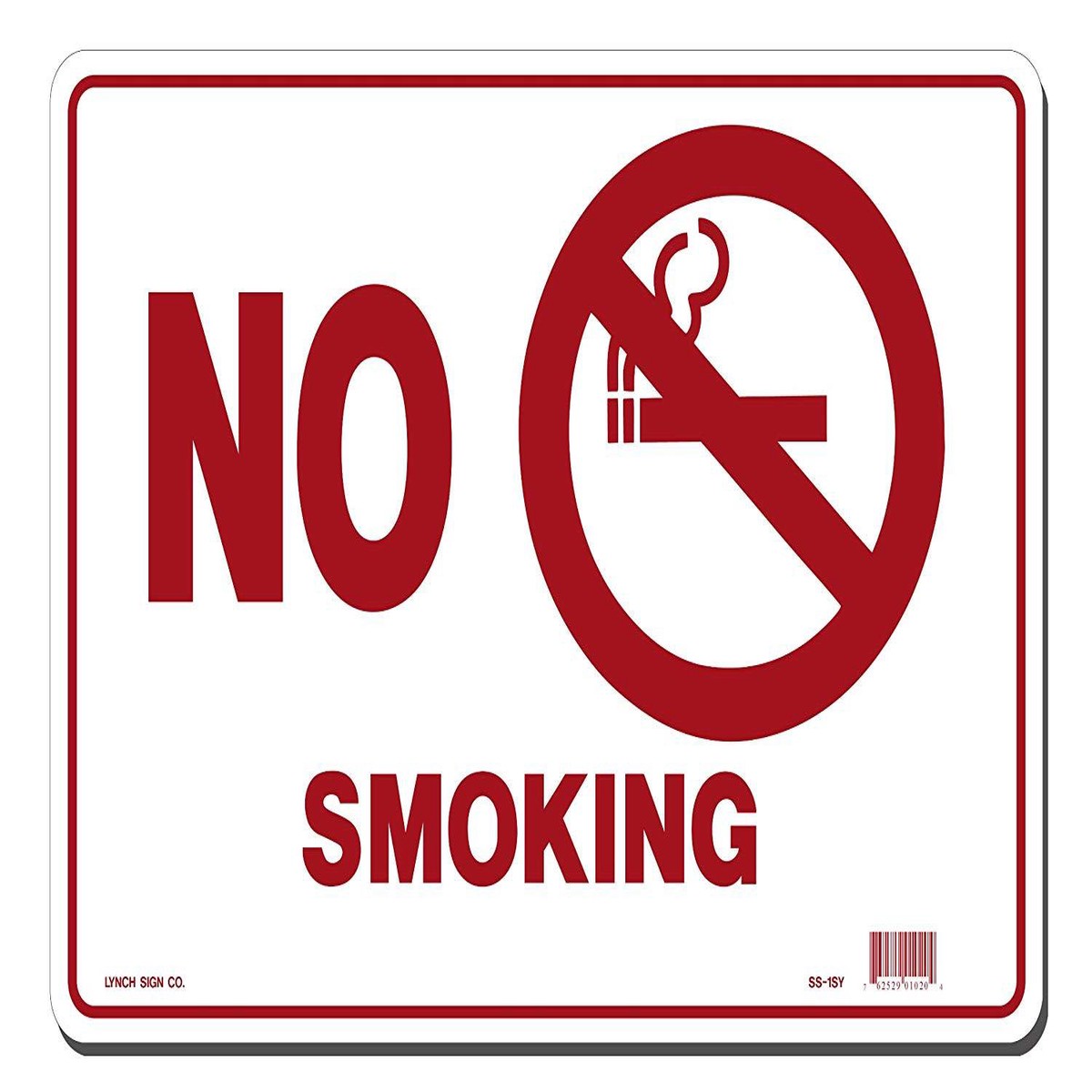 Lynch SS-1SY, No Smoking with Symbol, Red and White, 14″ x 10″