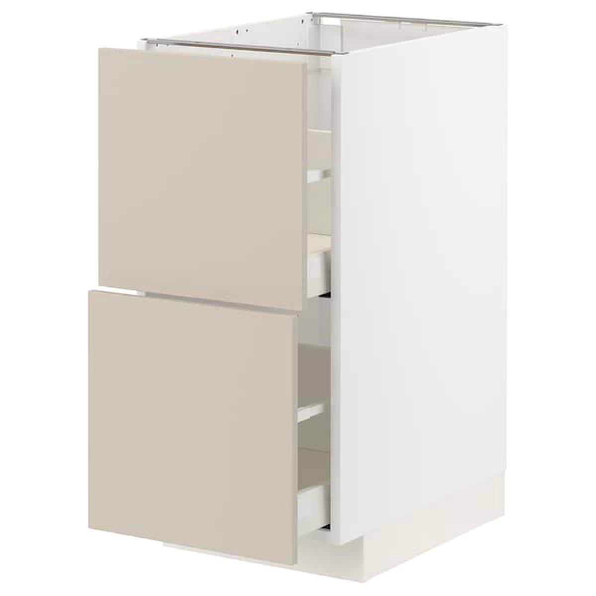 METOD / MAXIMERA base cb 2 fronts/2 high drawers, white/Havstorp beige, 40×60 cm