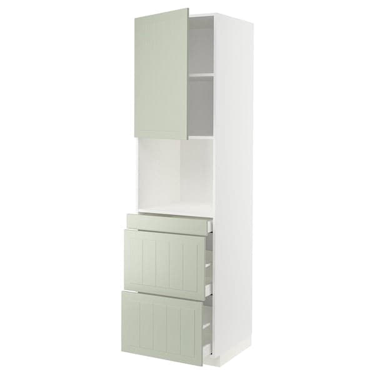 METOD / MAXIMERA hi cab f micro combi w door/3 drwrs, white/Stensund light green, 60x60x220 cm