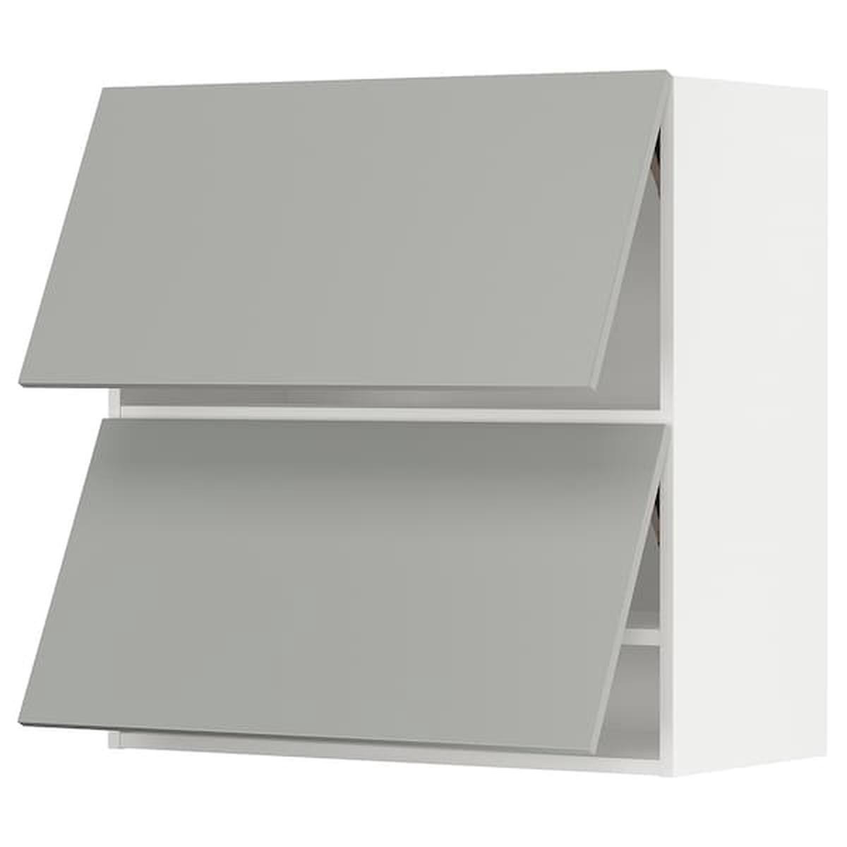 METOD wall cabinet horizontal w 2 doors, white/Havstorp light grey, 80×80 cm
