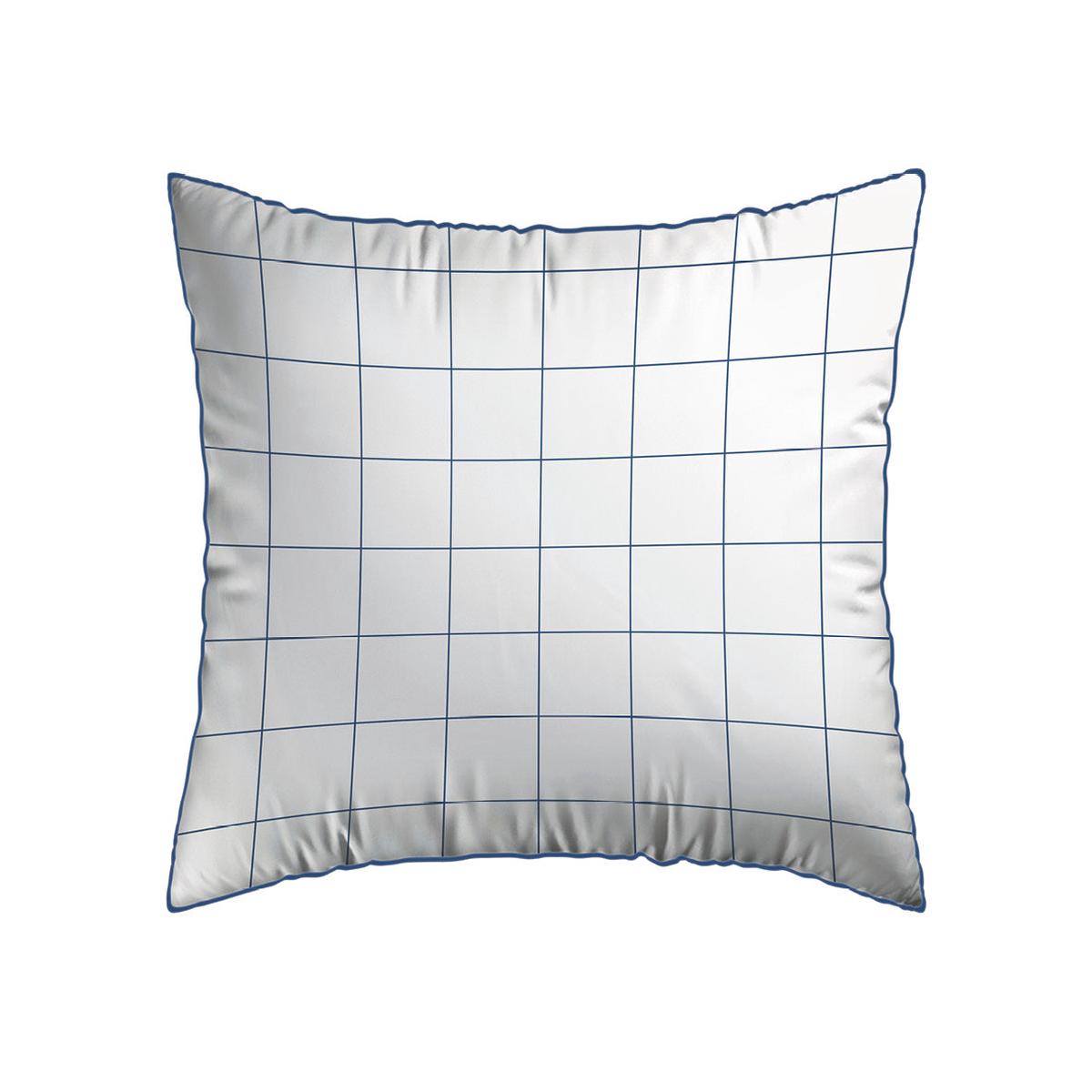 Pillowcase(s) cotton satin – Caren White / Blue – 2 x (63 x 63 cm)
