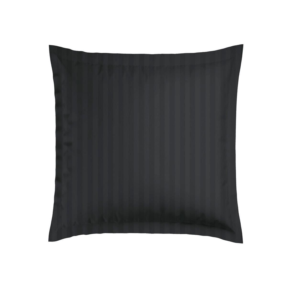 Pillowcase(s) cotton satin – Jacquard woven – dobby stripe black – 2 x (63 x 63 cm)