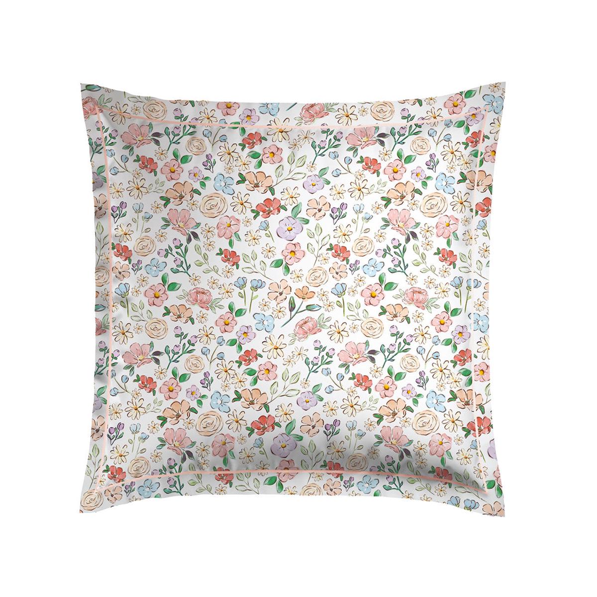 Pillowcases cotton satin – Prairie Fleurie White – 2 x (63 x 63 cm)