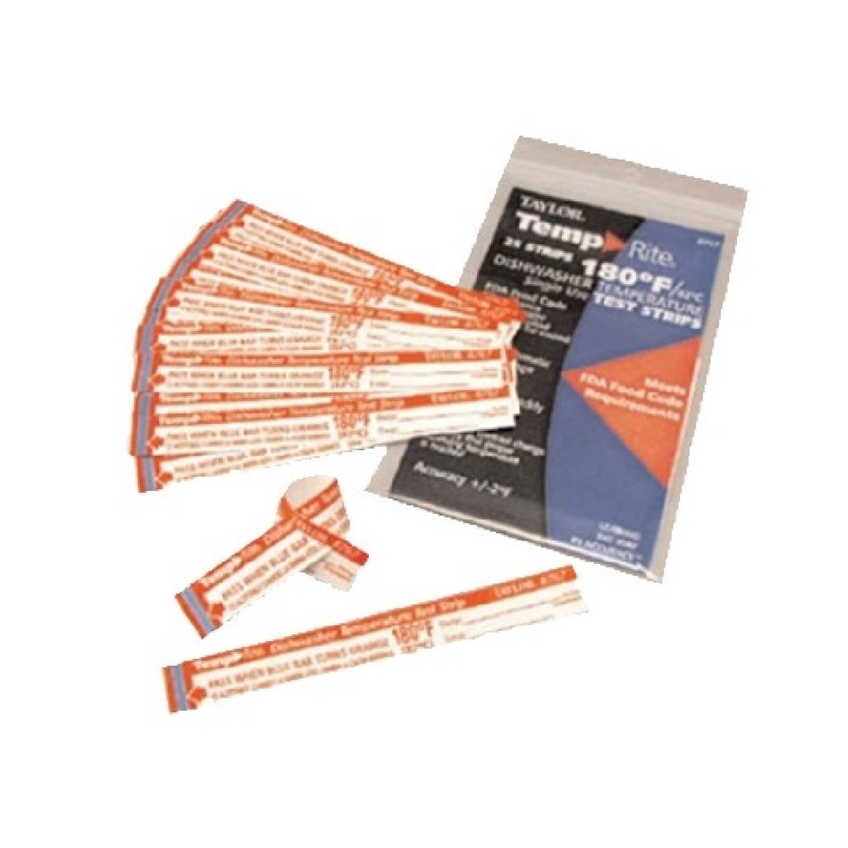 Royal Industries TAY 8767J TempRite Dishwasher Temperature Test Strips 180F (82 C) (25 Strips Per Pack) (12 Pack Per Case)