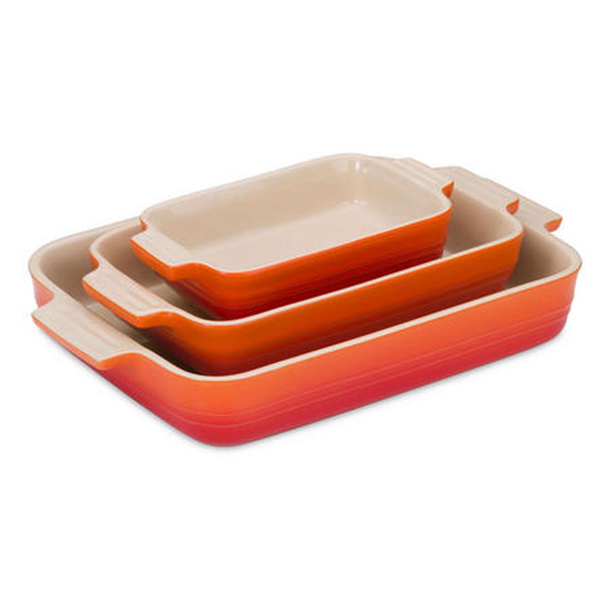 Stoneware 3 Piece Classic Rectangular Dish Set – Volcanic