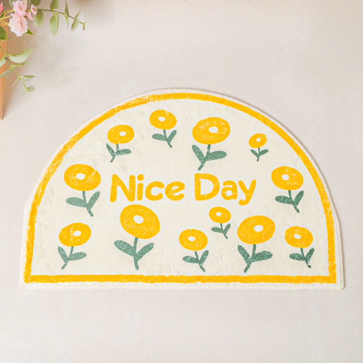 Yellow Flowers Semicircle Rug