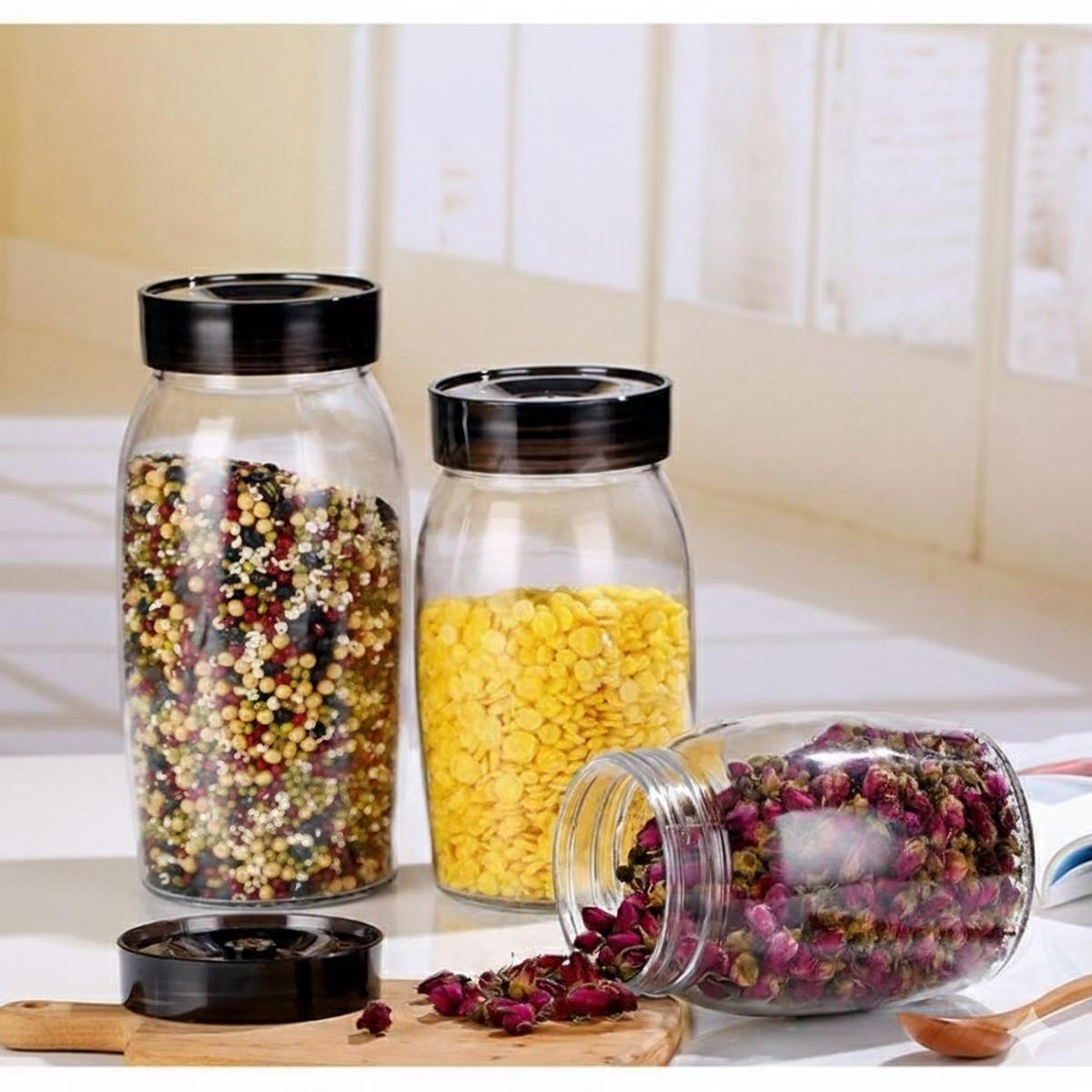 1.8 glass jars with plastic lids
