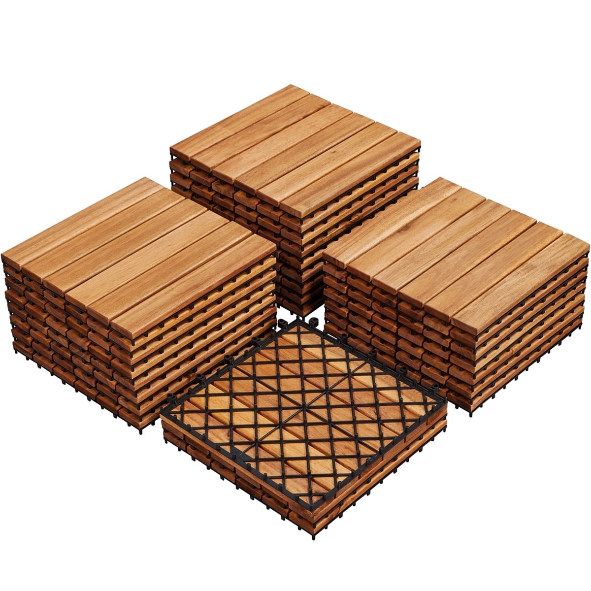 Yaheetech 12.5-in W 27-Wood Interlocking Flooring Tiles