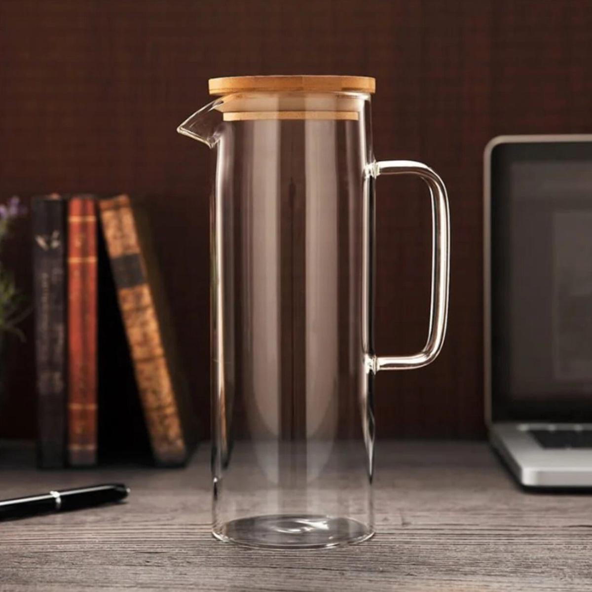 1.2ltr glass jug/pitcher with an airtight bamboo lid