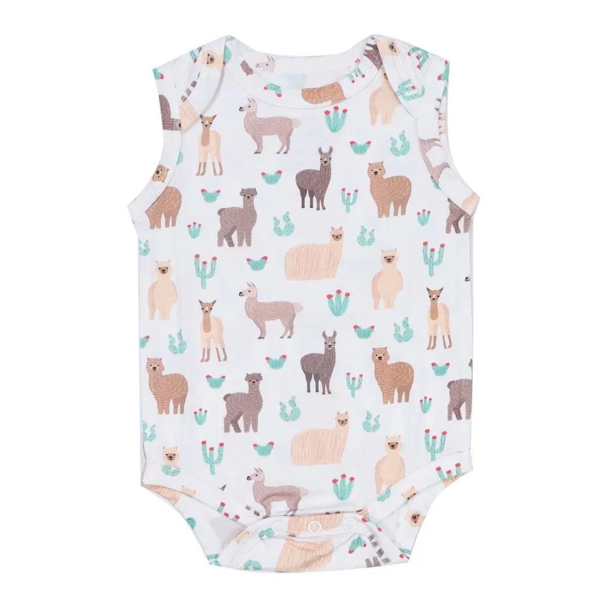 A Apple Pie Bamboo Baby Sleeveless Tank Onesie 8211 Llamas 038 Cacti (5 Sizes)