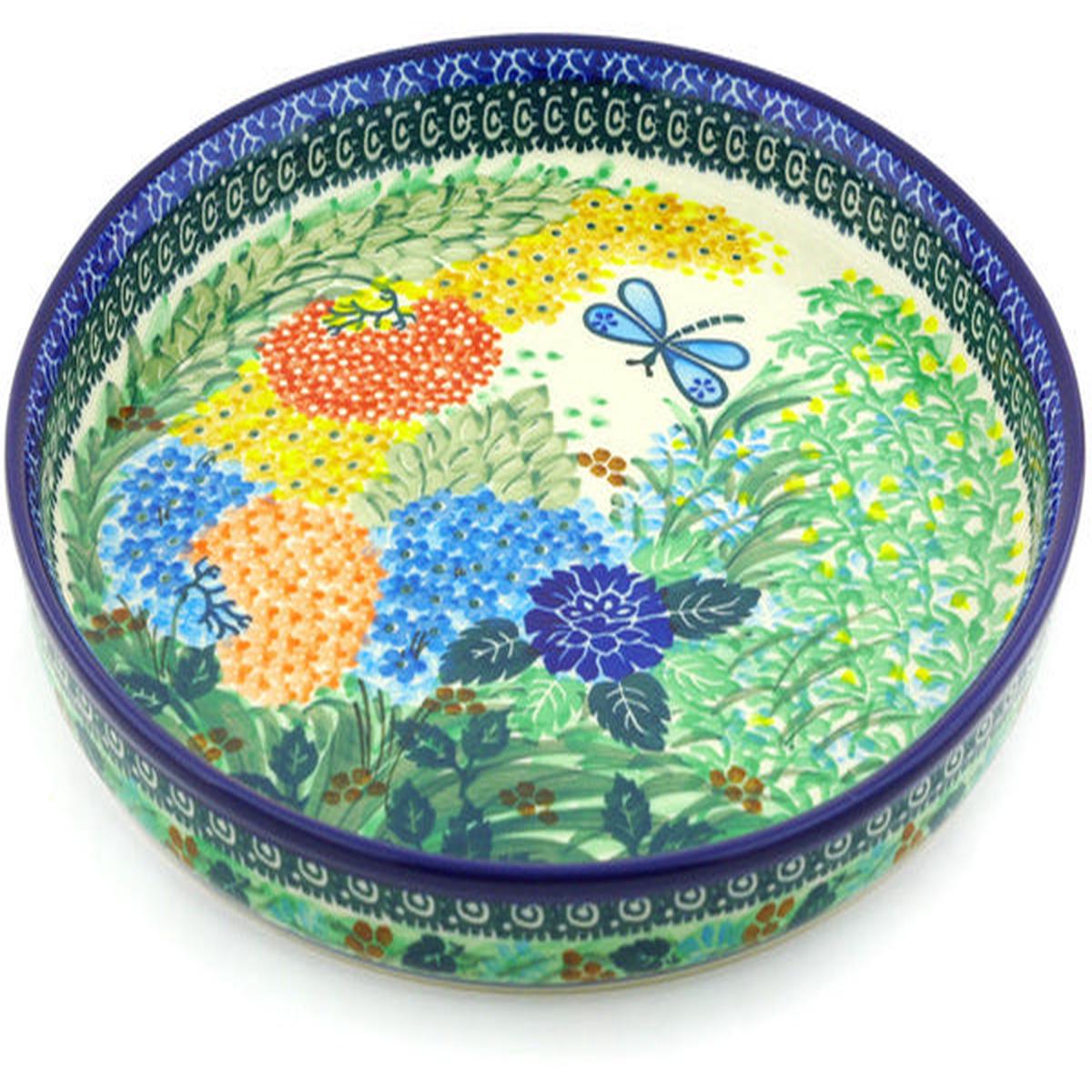 Polish Pottery 10" Cookie Platter Garden Delight UNIKAT