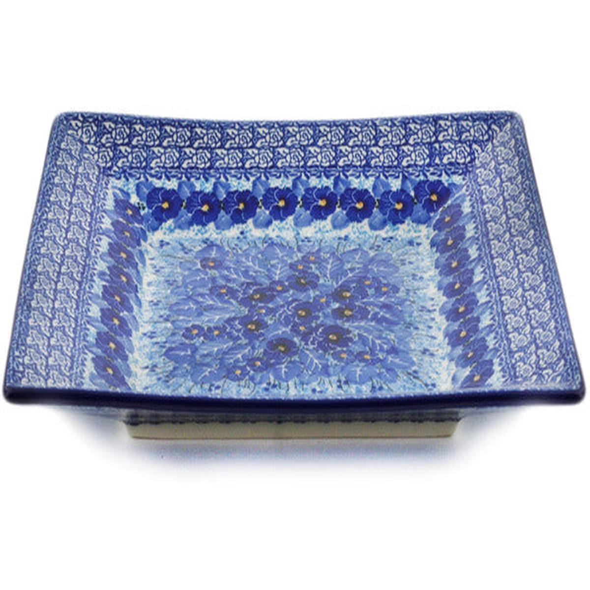 Polish Pottery 10" Square Plate Deep Winter UNIKAT