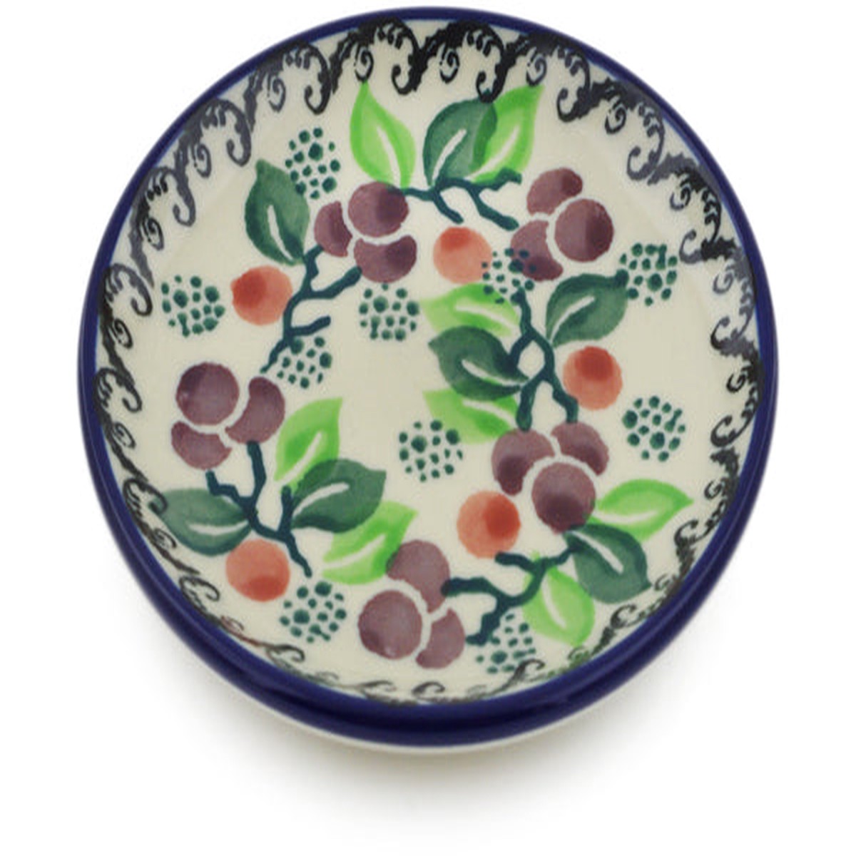 Polish Pottery Mini Plate, Coaster plate Berry Garland