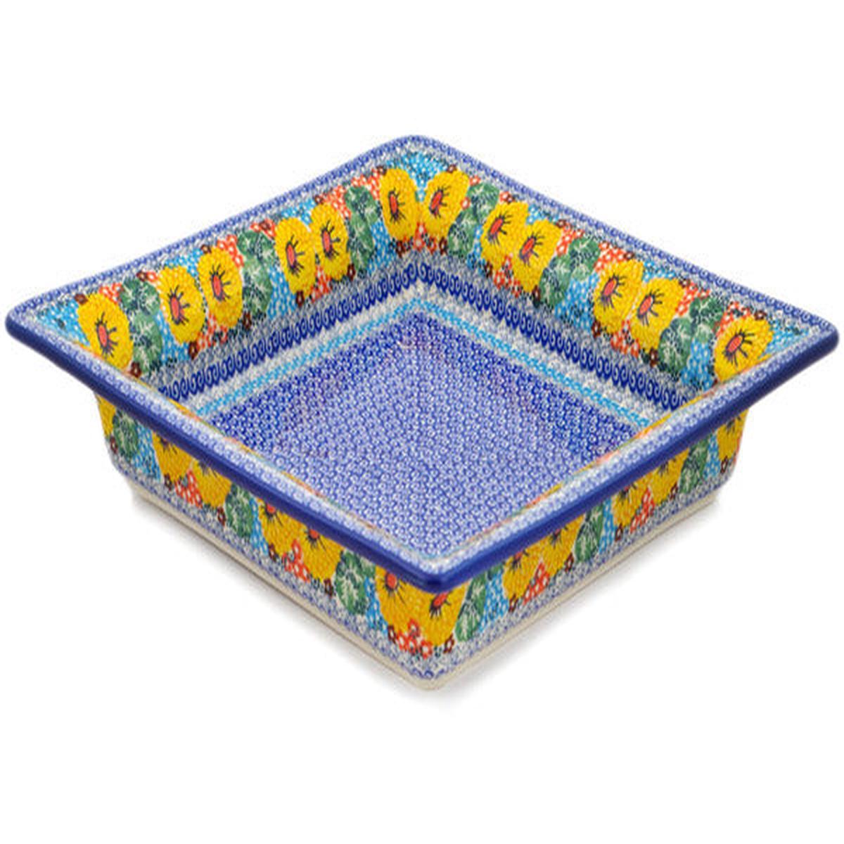Square Platter 12" Enchanted Spring Theme UNIKAT