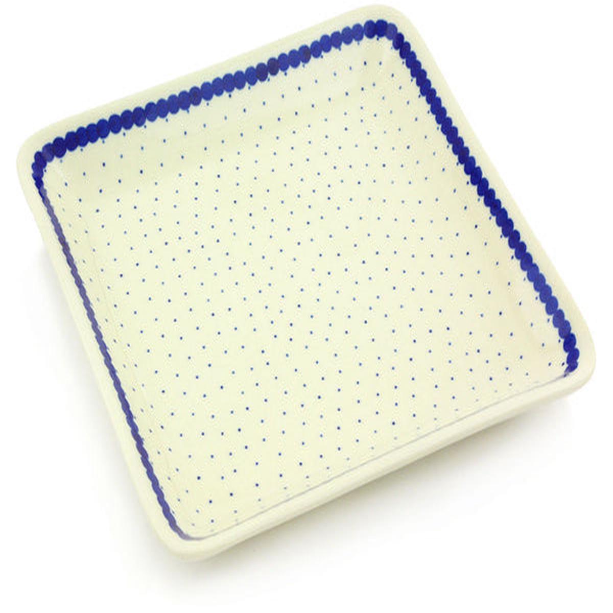 Square Platter 8" Blue Polka Dot Theme