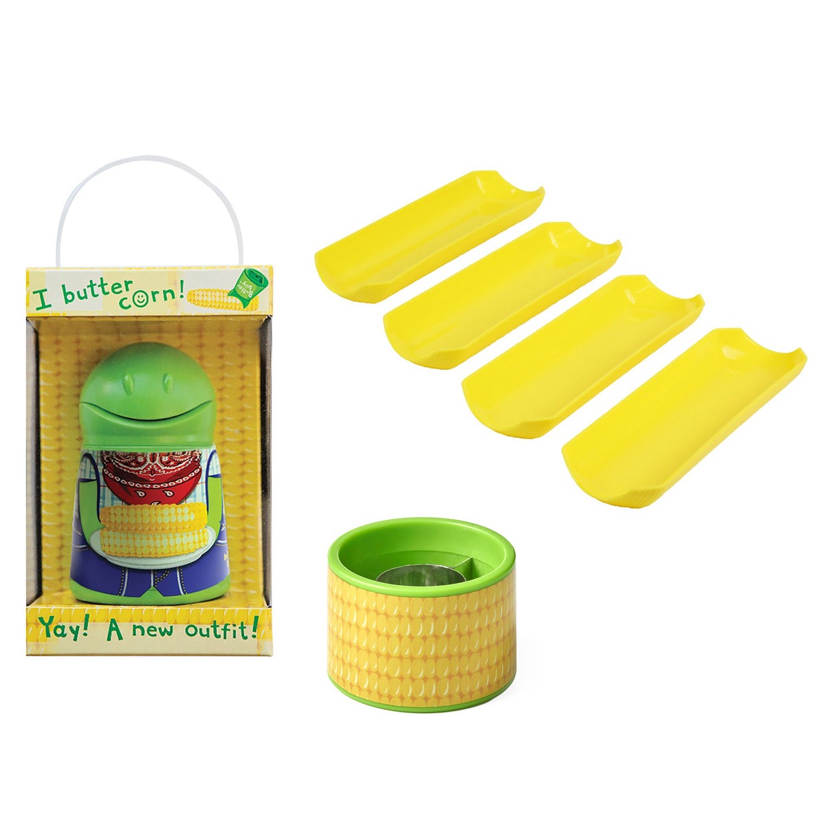 Talisman Designs Corn on the Cob 3-Piece Tool Set Butter Keeper, Boats & Stripper