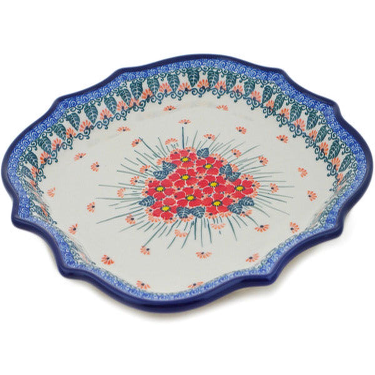 8 Point Plate 10" Pink Forget Me Not Theme UNIKAT