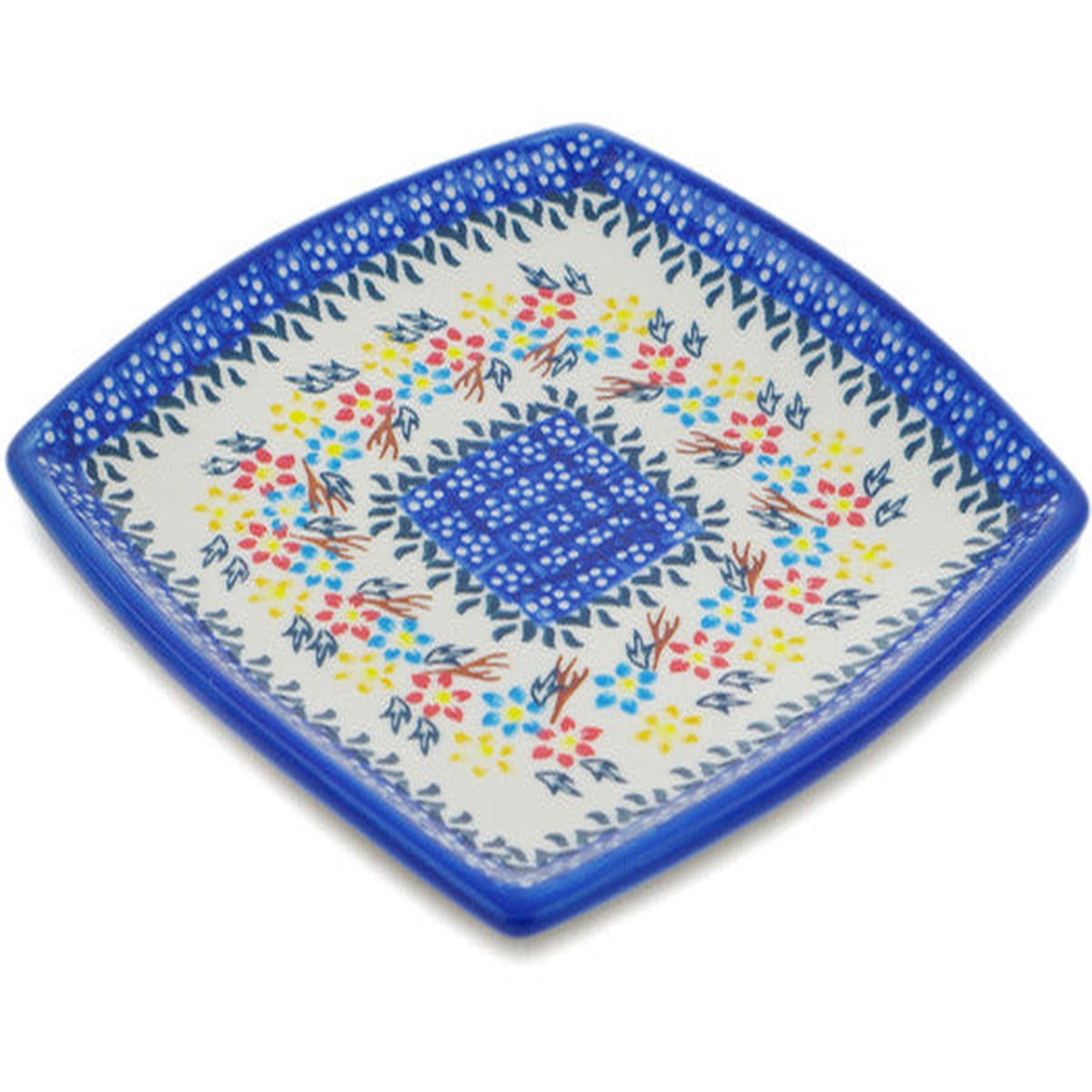 Square Plate 7" Spring Flower Ring Theme