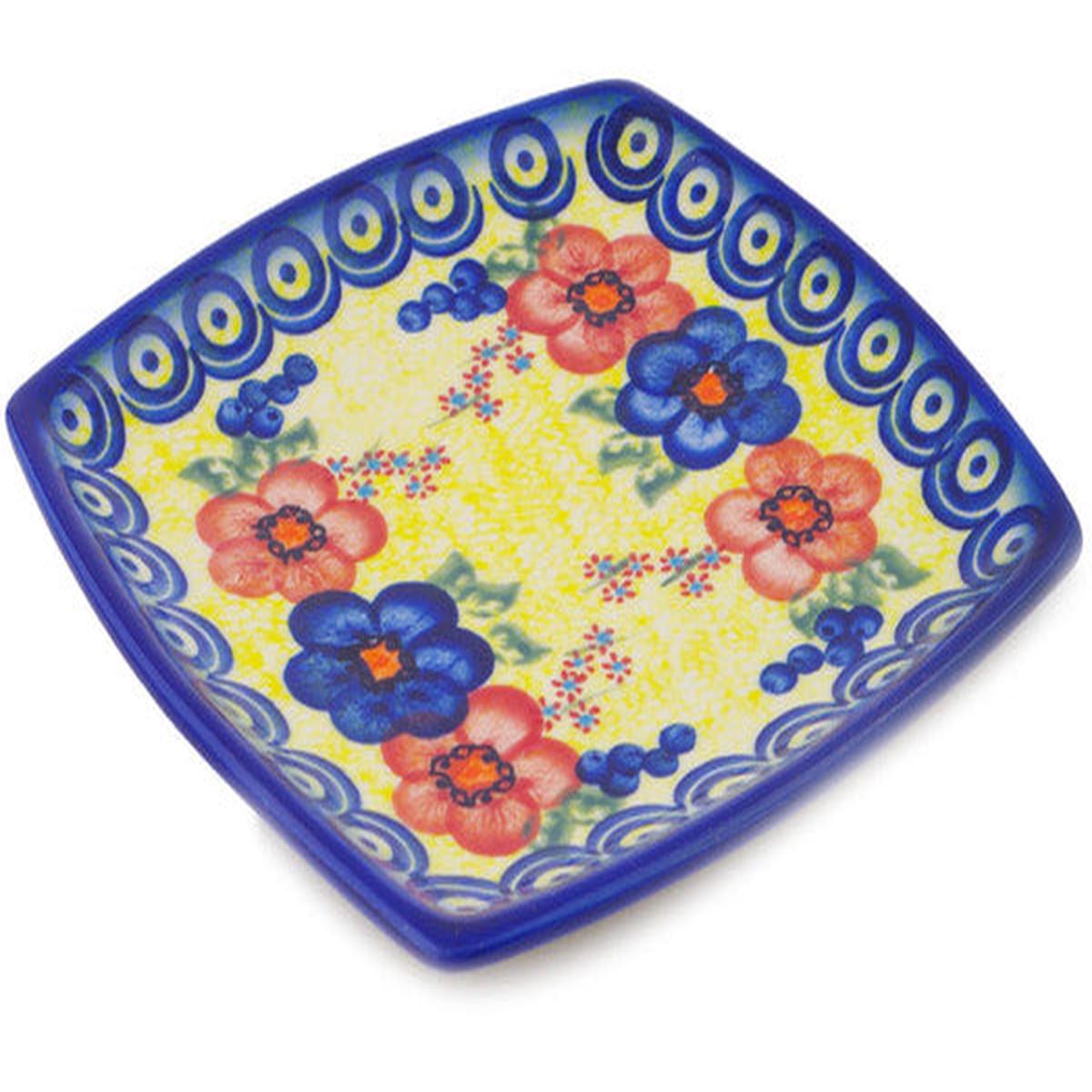 Square Plate 7" Neon Poppies Theme