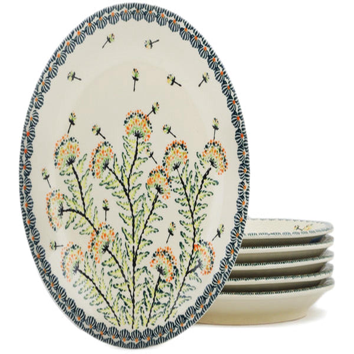 6-Piece Set of Luncheon Plates Yellow Dandelions Theme