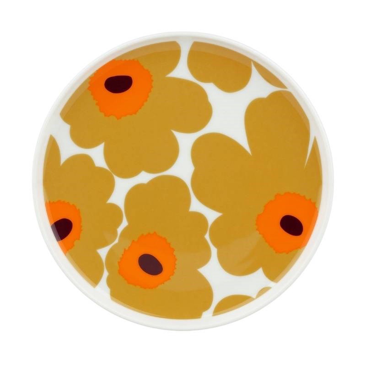 Unikko Plate 20cm in white, caramel, warm orange