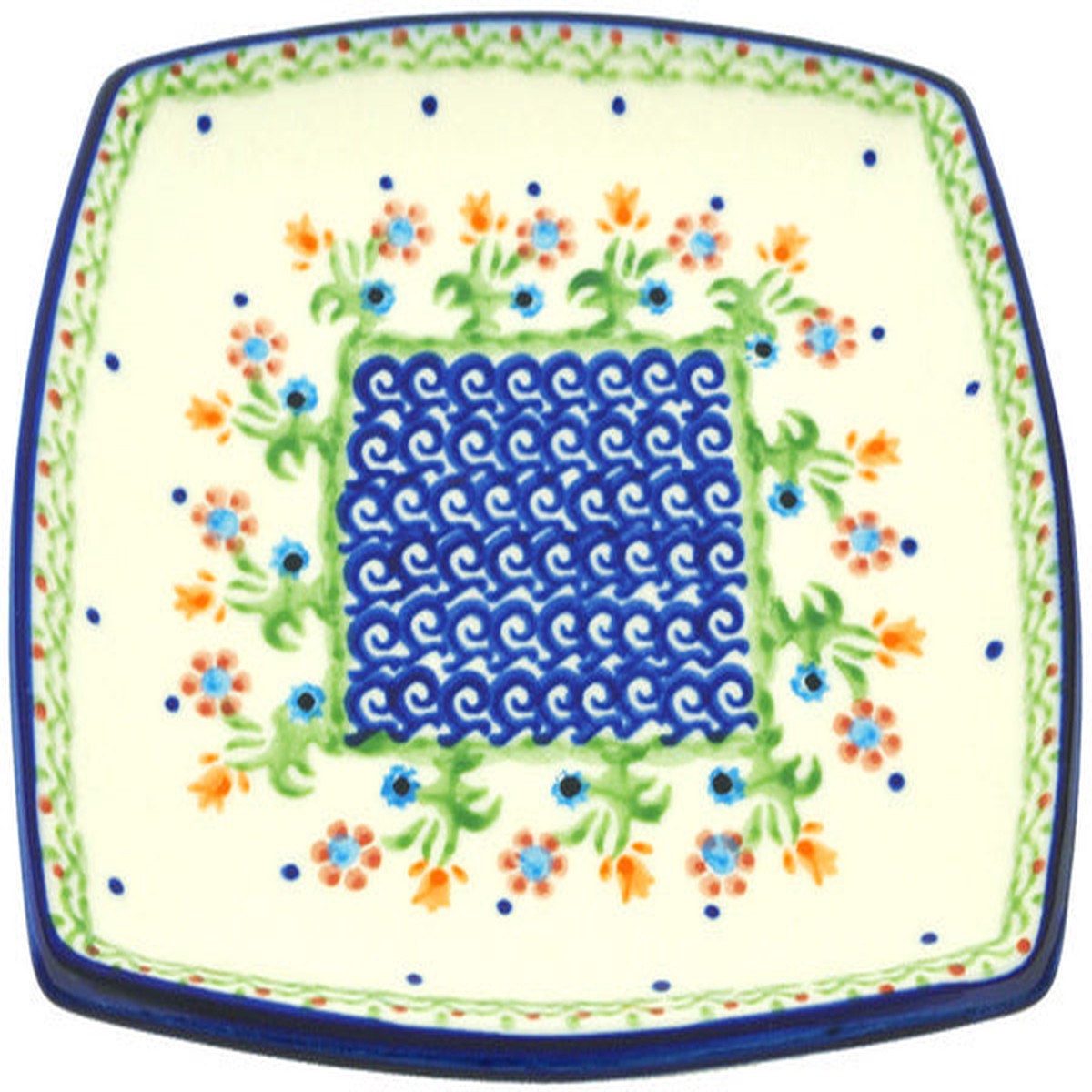 Square Plate 7" Spring Flowers Theme