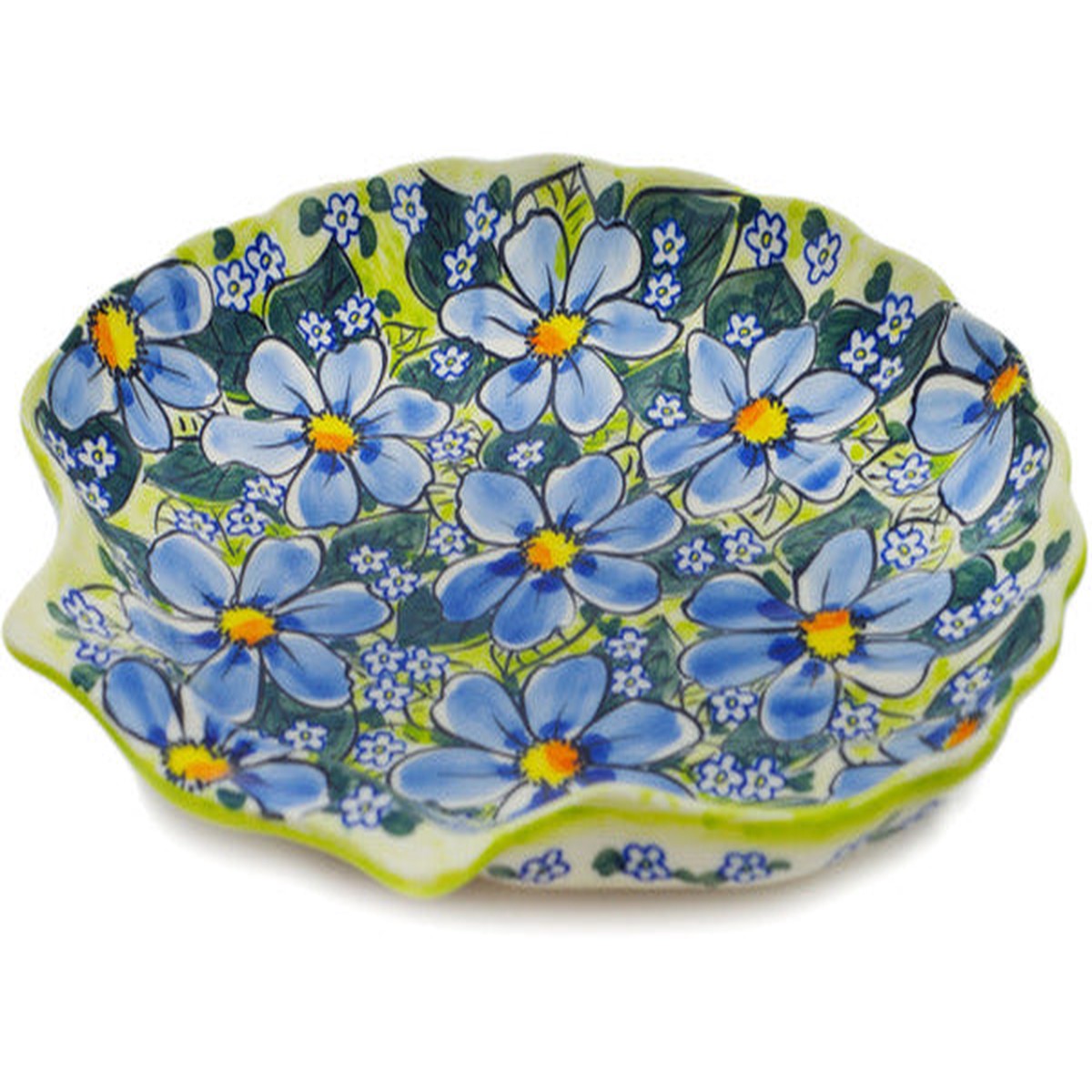 11" Fluted Shell Shaped Platter 11" Beautiful Dream Theme UNIKAT
