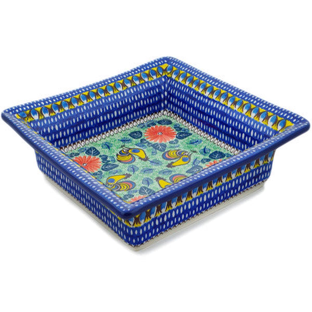 Square Platter 12" Summer Rooster Theme UNIKAT