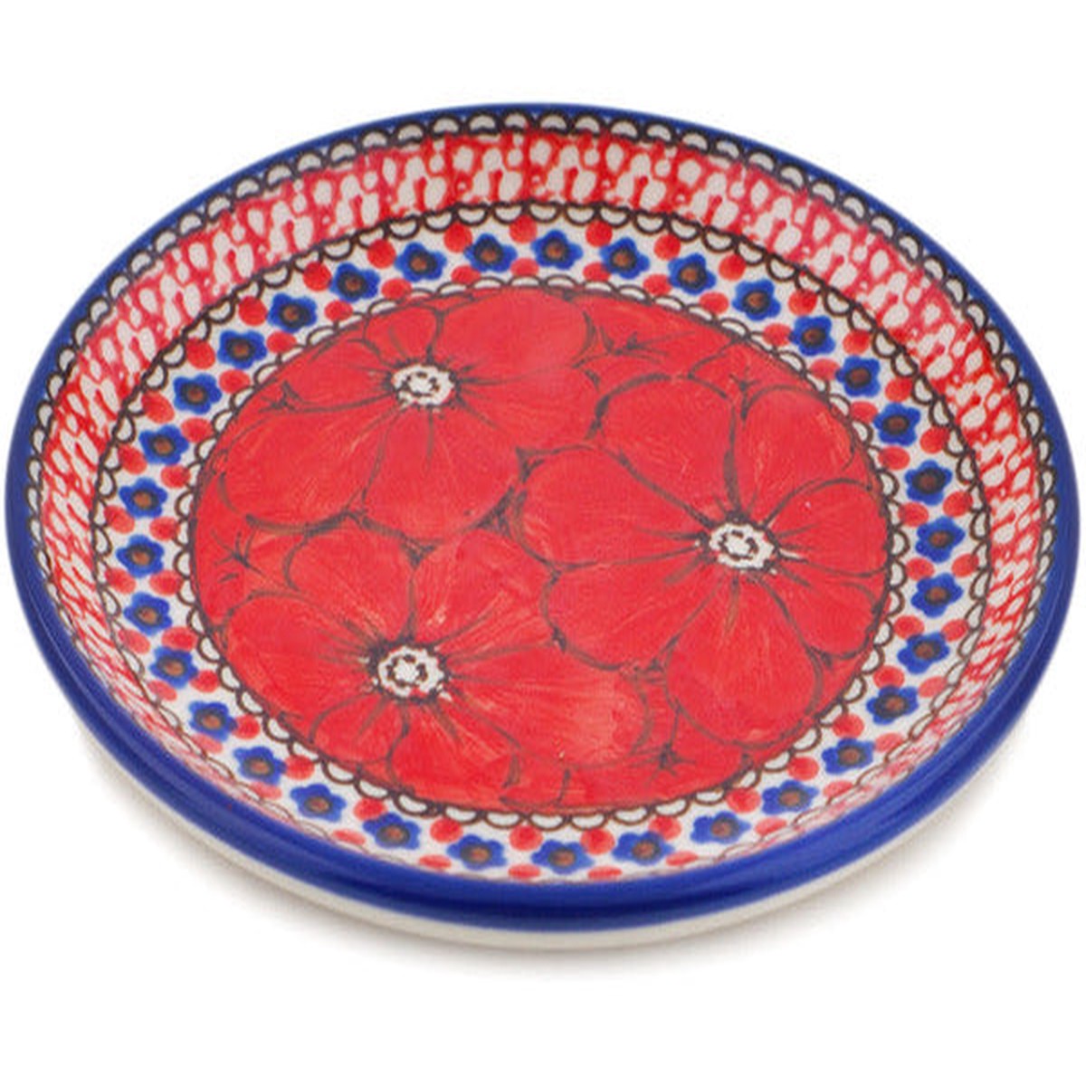 Toast Plate 6" Crimson Poppies Theme UNIKAT