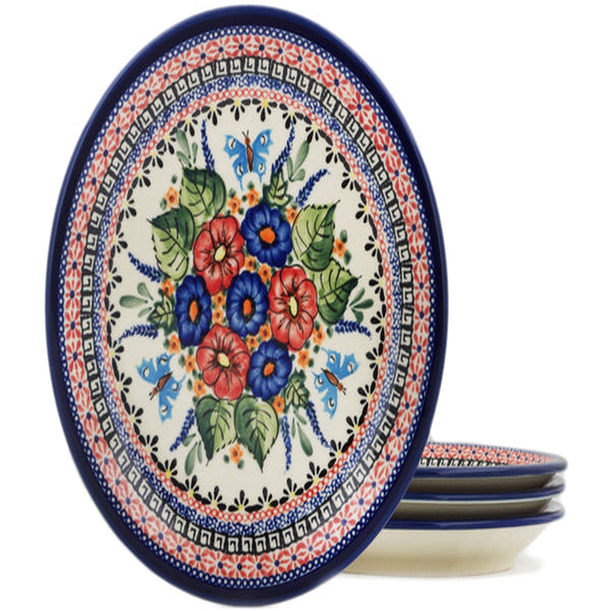 4-Piece Set of Luncheon Plates Spring Splendor Theme UNIKAT