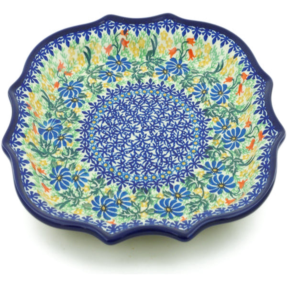 8 Point Plate 10" Happy Daisy Theme UNIKAT