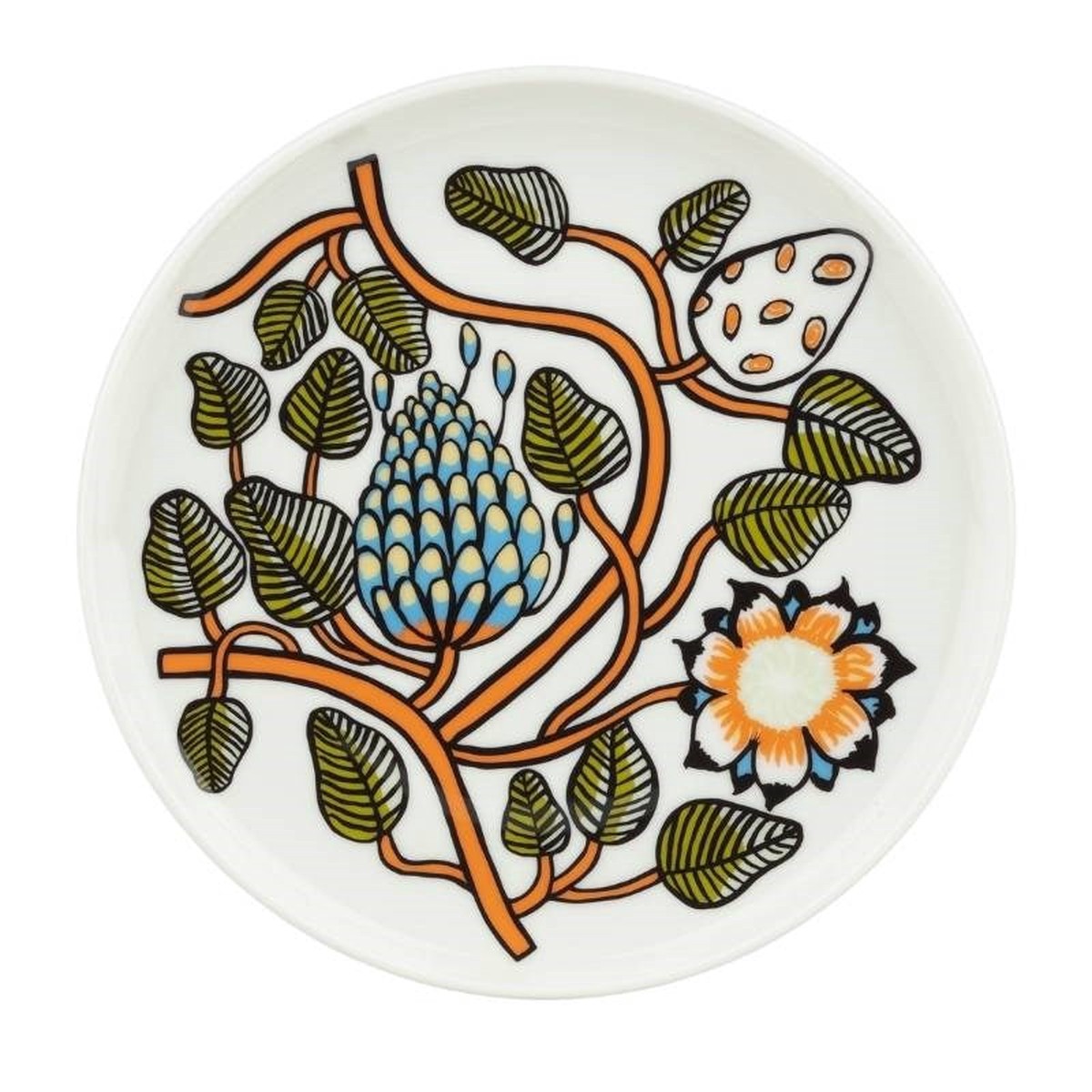 Tiara Plate 20cm in white, warm orange, green