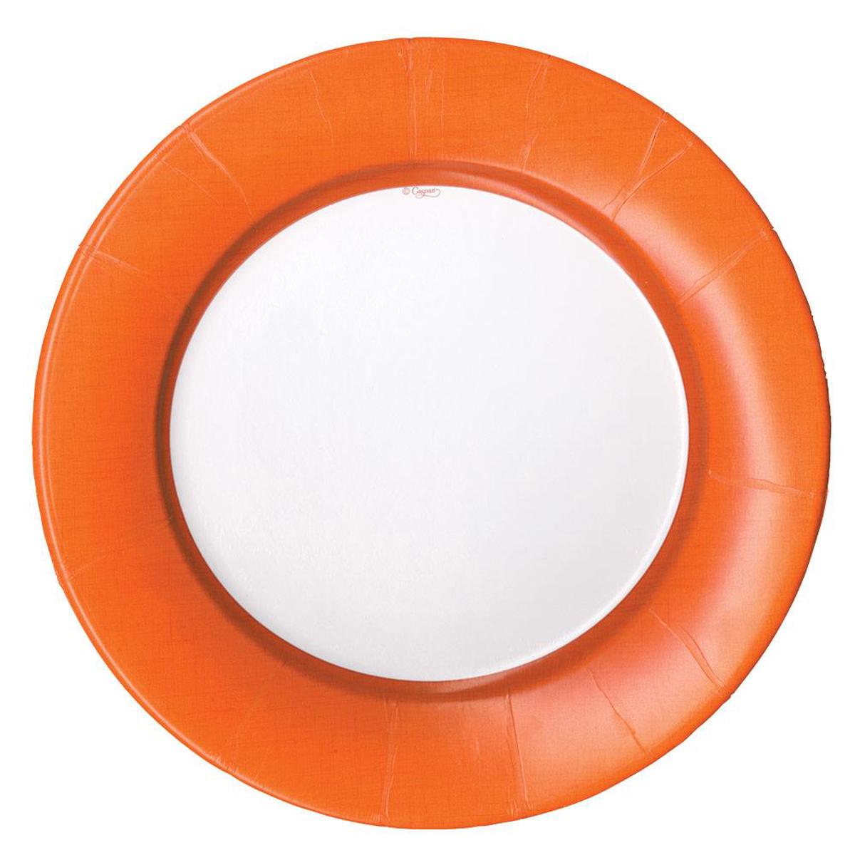 Caspari Linen Border Round Paper Plates - 8 pc.